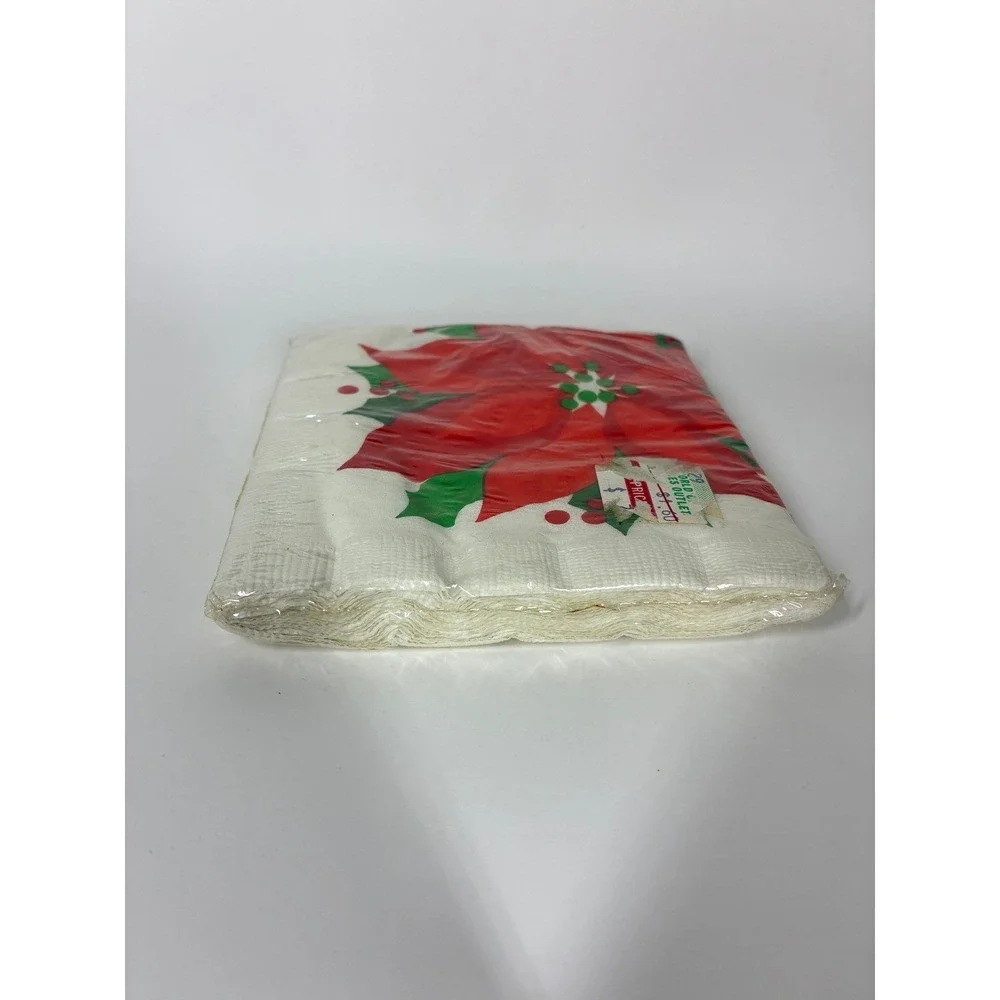 Vintage New Party Papers Poinsettia Christmas Napkins 20 Count 90s 5x5 Sealed